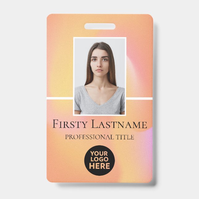 Employee Custom Photo, Barcode, Logo, Name ID Badge (Front)