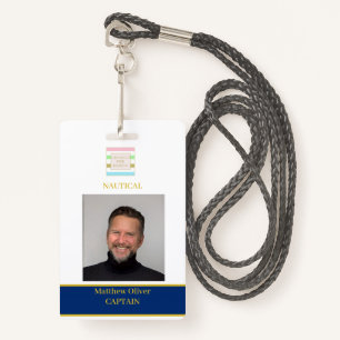 Employee Custom White Navy Photo Logo  ID Badge