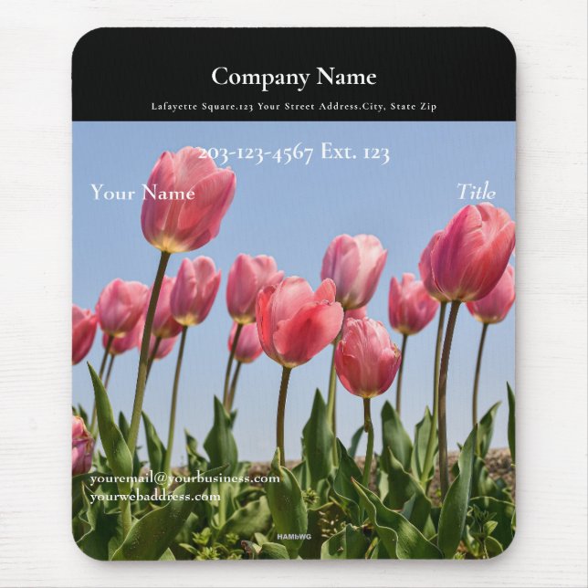 Employee Gift Mousepad Pink Tulips - HAMbyWG (Front)