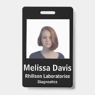 Employee ID Badge Black & White Vertical Design