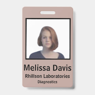Employee ID Badge Dusty Rose Vertical Design