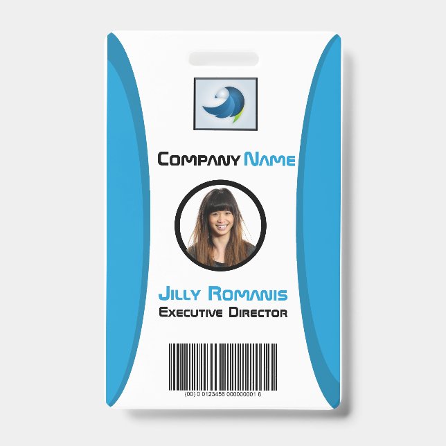 Employee ID Badge Modern Teal Vertical Design (Front)