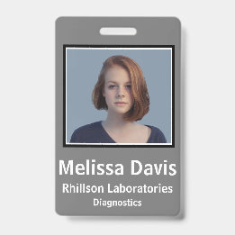 Employee ID Badge Steel Grey Vertical Design