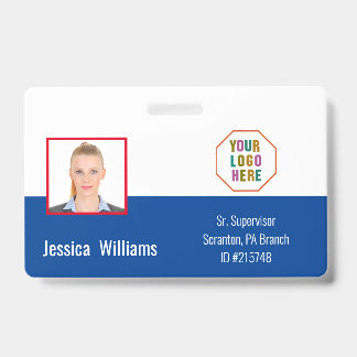 Employee ID Badge with a Tailored Blue Business