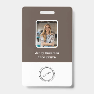Employee ID Badge with Photo, Barcode, Logo & Name