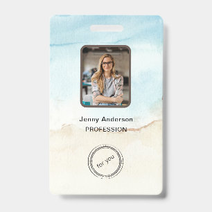 Employee ID Badge with Photo, Barcode, Logo & Name