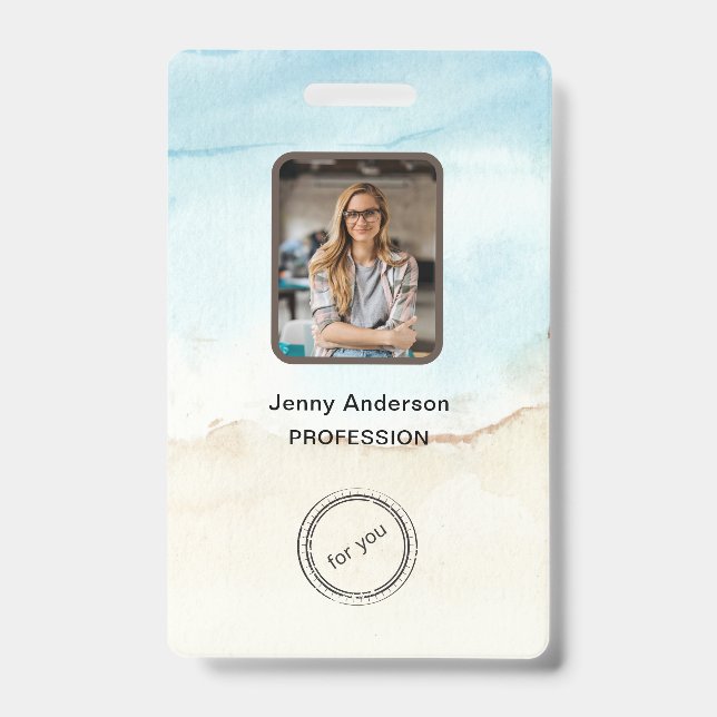 Employee ID Badge with Photo, Barcode, Logo & Name (Front)