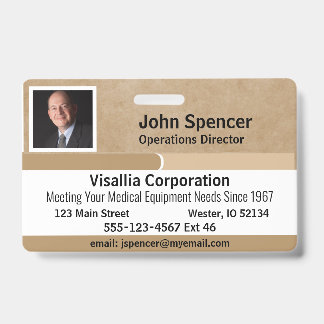 Employee ID Beige and White Horizontal Badge