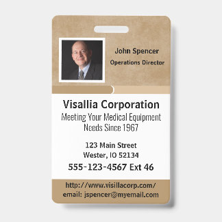 Employee ID Beige and White Vertical Badge