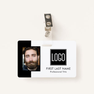 Employee ID Black White Logo Photo ID Badge