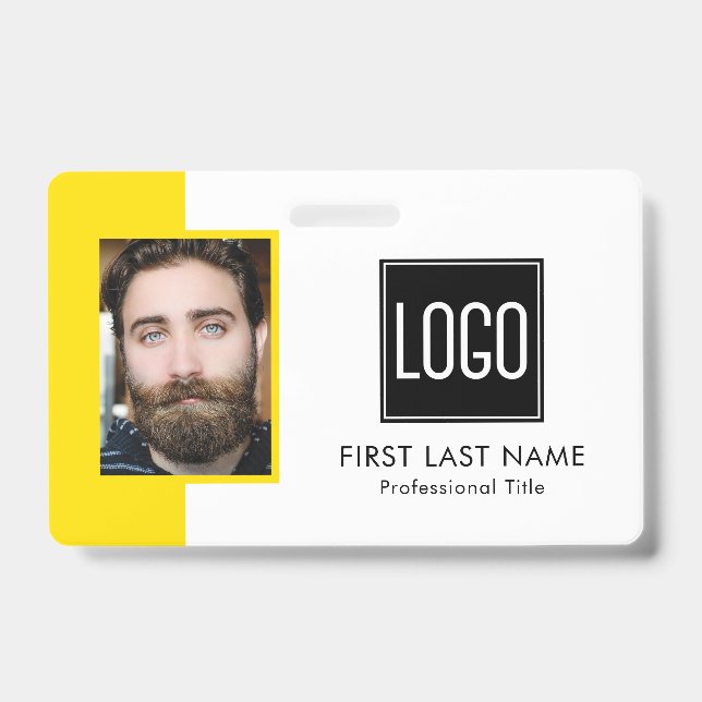 Employee ID | Bright Yellow Logo Photo Badge (Front)