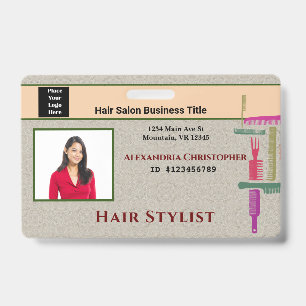 Employee ID Card Hair Stylist Photo Custom Badge