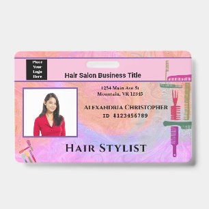 Employee ID Card Hair Stylist Photo Custom Badge