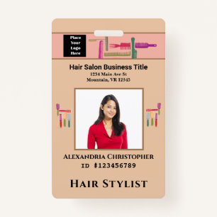 Employee ID Card Hair Stylist Photo Custom ID Badge