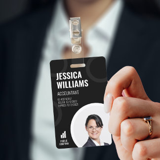 Employee ID Card Modern Black Staff Badge