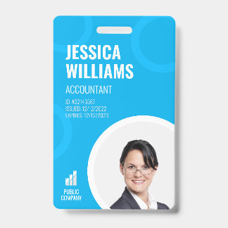 Employee ID Card Modern Blue Staff Badge