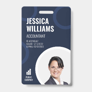 Employee ID Card Modern Dark Blue Staff Badge