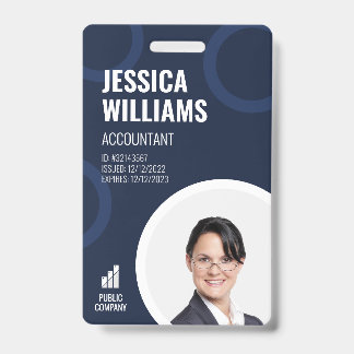 Employee ID Card Modern Dark Blue Staff Badge