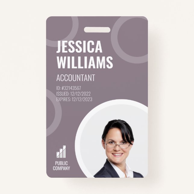 Employee ID Card Modern Grey Staff Badge ID Badge (Front)