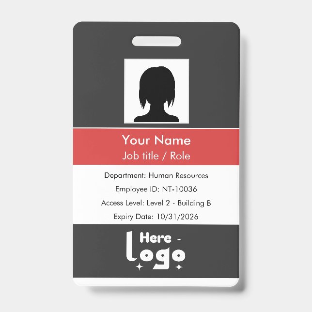 Employee ID card with photo and QR code Badge (Front)