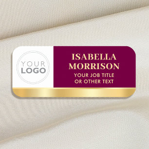 Employee ID Company Logo Plum Gold Business Name Tag