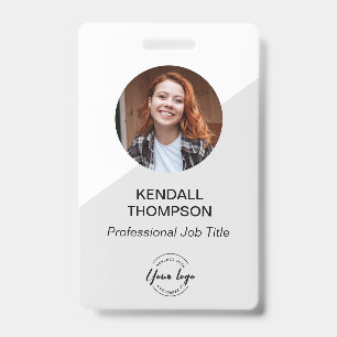 Employee ID minimalist Grey Custom logo QR code Badge