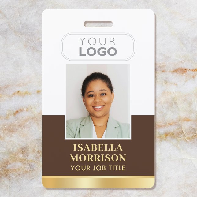 Employee ID Name Company Logo Brown Gold Business ID Badge (Creator Uploaded)