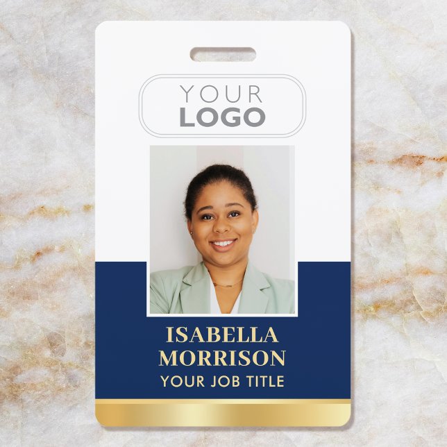 Employee ID Name Company Logo Navy Gold Business ID Badge (Creator Uploaded)
