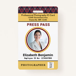 Employee ID Name Custom Photo Logo Bar Code ID Badge