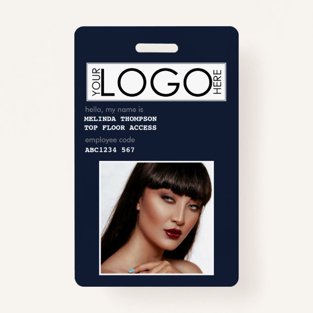 Employee ID Photo Company Identification Blue ID Badge (Front)