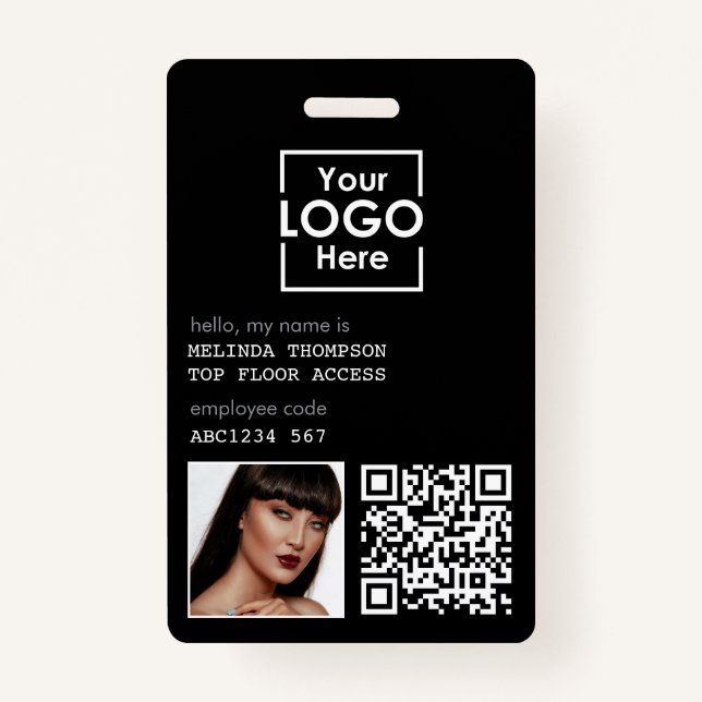 Employee ID Photo Company Identification QR Code ID Badge (Front)