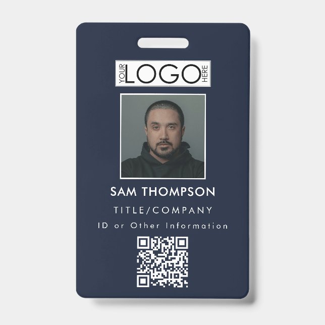 Employee ID Photo Company Security Badge QR Code (Front)