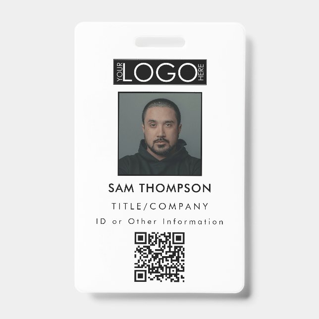 Employee ID Photo Company Security Badge QR Code (Front)