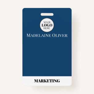 Employee ID Photo QR Code Blue Logo Badge ID Badge