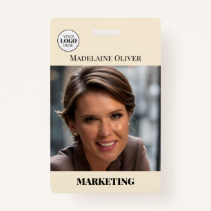 Employee ID Photo QR Code Cream Logo Badge ID Badge