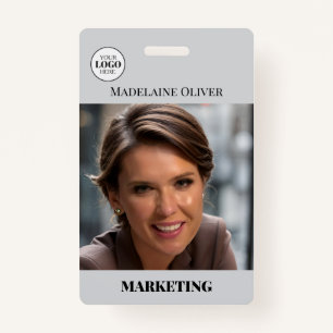 Employee ID Photo QR Code Grey Logo Badge ID Badge