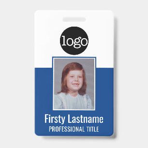 Employee ID - Photo, QR Code, Logo, Name Blue Badg Badge
