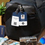 Employee ID Photo, Qr Code, Logo, Name Luggage Tag<br><div class="desc">Easily personalise this Custom Employee Name Luggage Tag with Photo, Scan Qr Code and business logo. A simple business design in navy blue and white colours fully customisable in front and back sizes, sans-serif basic and modern fonts and a professional and clear look. Perfect as Employee Business Travel Gadgets, Travel...</div>
