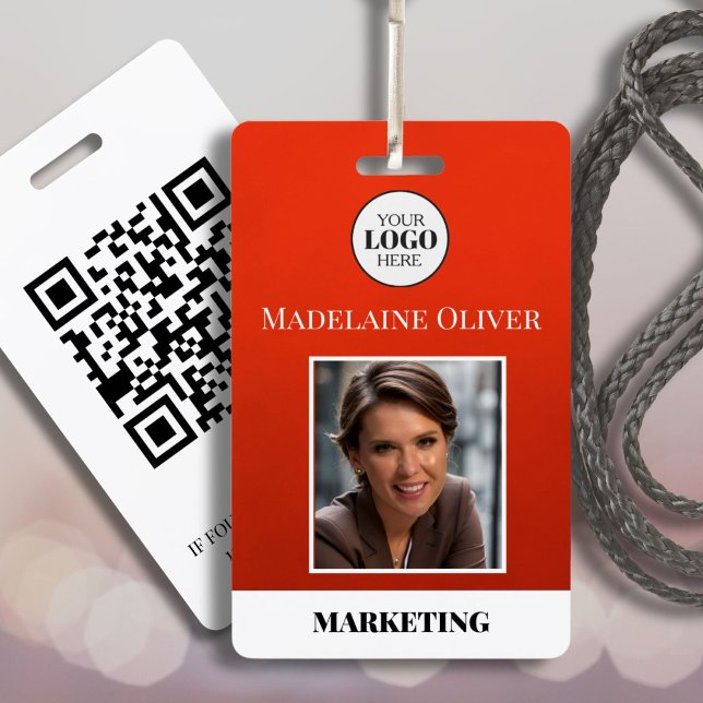 Employee ID Photo QR Code Red Logo Badge ID Badge (Creator Uploaded)