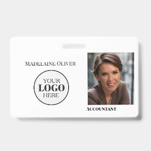 Employee ID Photo QR Simple Logo Badge
