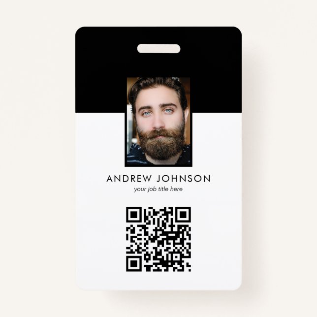 Employee ID QR Code Logo Photo Badge ID Badge (Front)