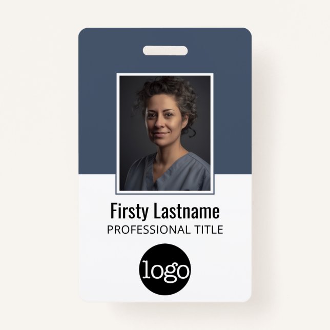 Employee ID with Photo, Bar Code, Logo, Name ID Badge (Front)
