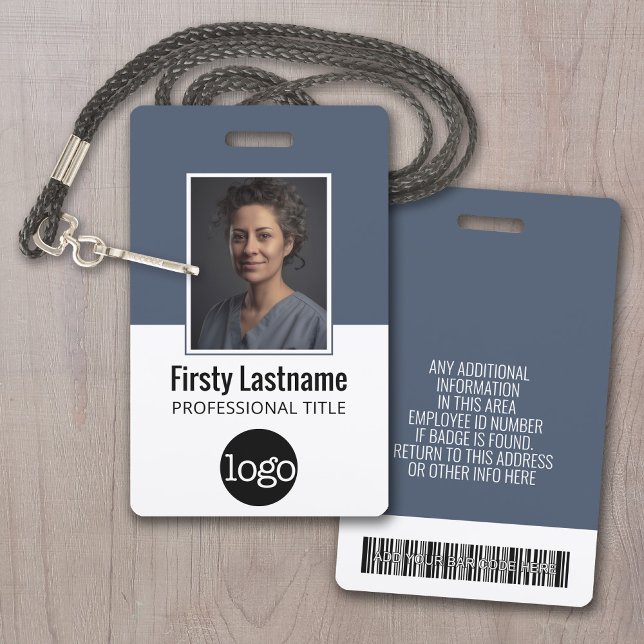 Employee ID with Photo, Bar Code, Logo, Name ID Badge (Employee ID Badge - Easy to set Up )