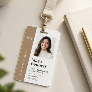 Employee Logo Badge Professional Company ID Beige
