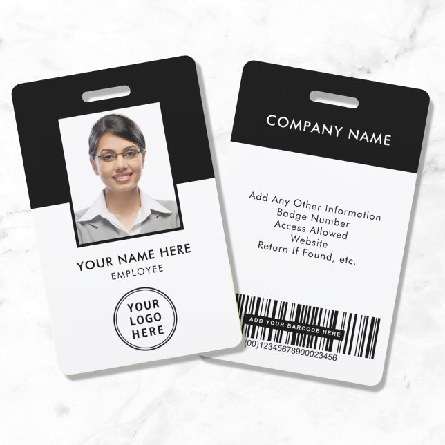 Employee Logo Bar Code Black Photo ID ID Badge (Creator Uploaded)