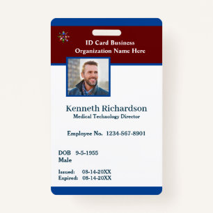 Employee Logo Business Bar Code Card Custom ID Badge