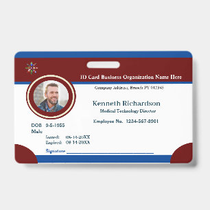 Employee Logo Business Bar Code Card Custom ID Badge
