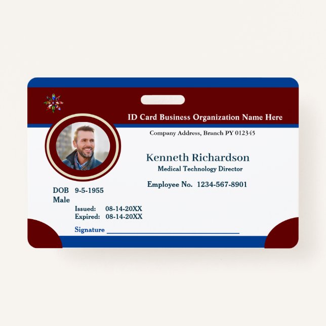 Employee Logo Business Bar Code Card Custom ID Badge (Front)