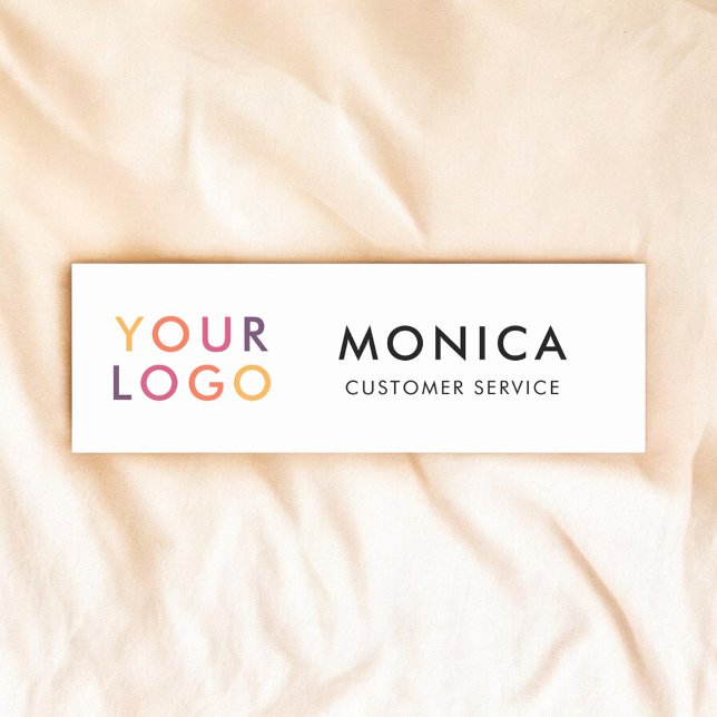 Employee Logo Modern White Name Tag (Creator Uploaded)