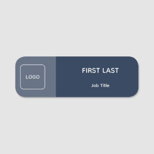 Employee Logo Name Tag Navy Colour Block Magnetic